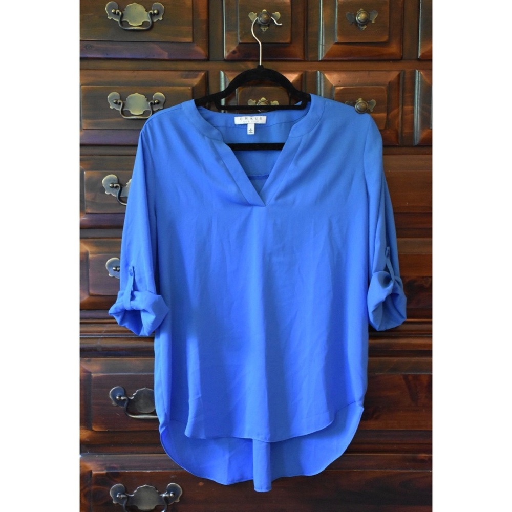 NWOT Blue Chiffon 3/4 Sleeve Blouse